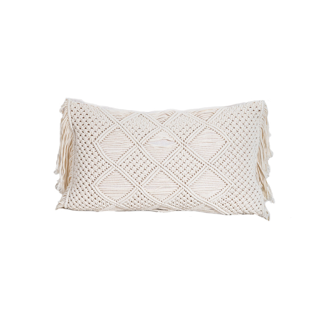 Fringed Macramé Cushion, 48x28cm