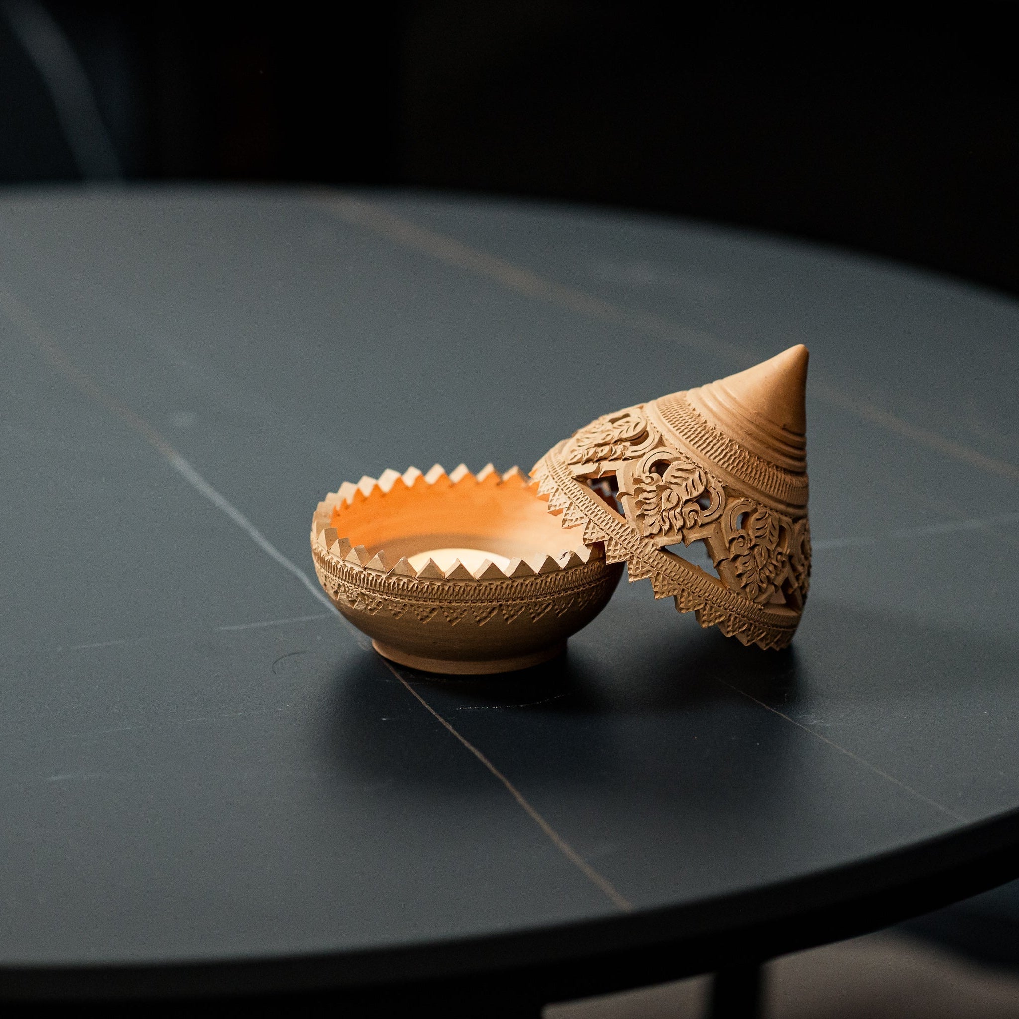 Teardrop Tealight Holder, Burnt Orange