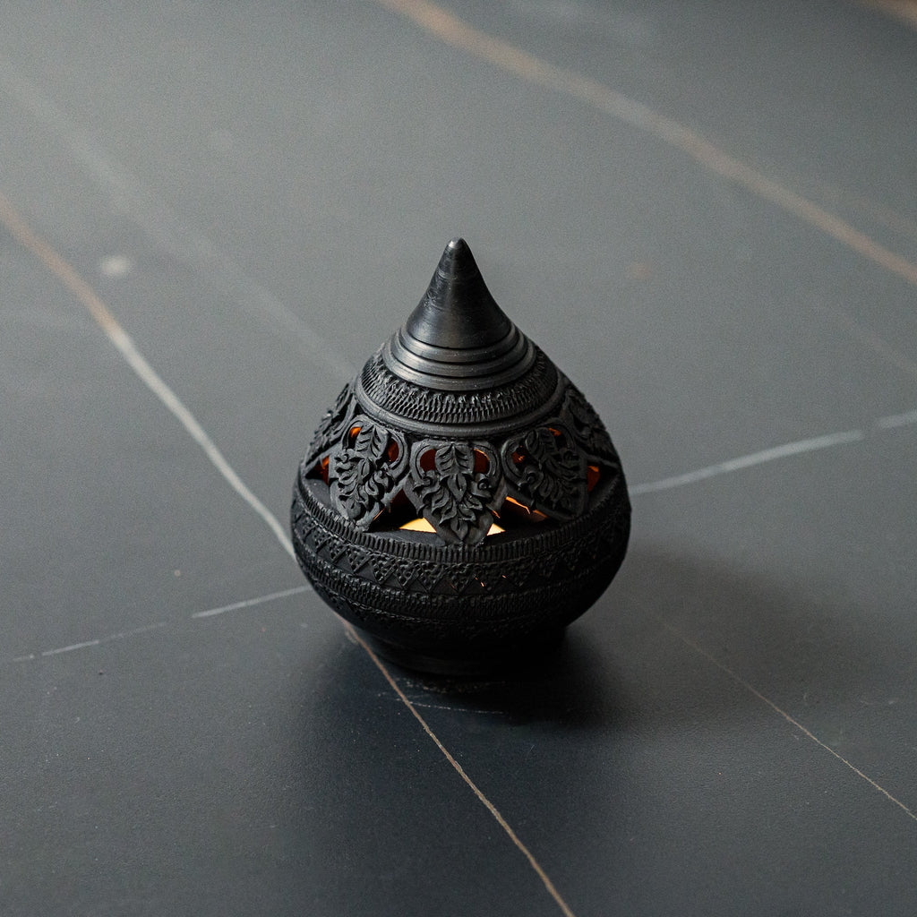 Teardrop Tealight Burner, Onyx