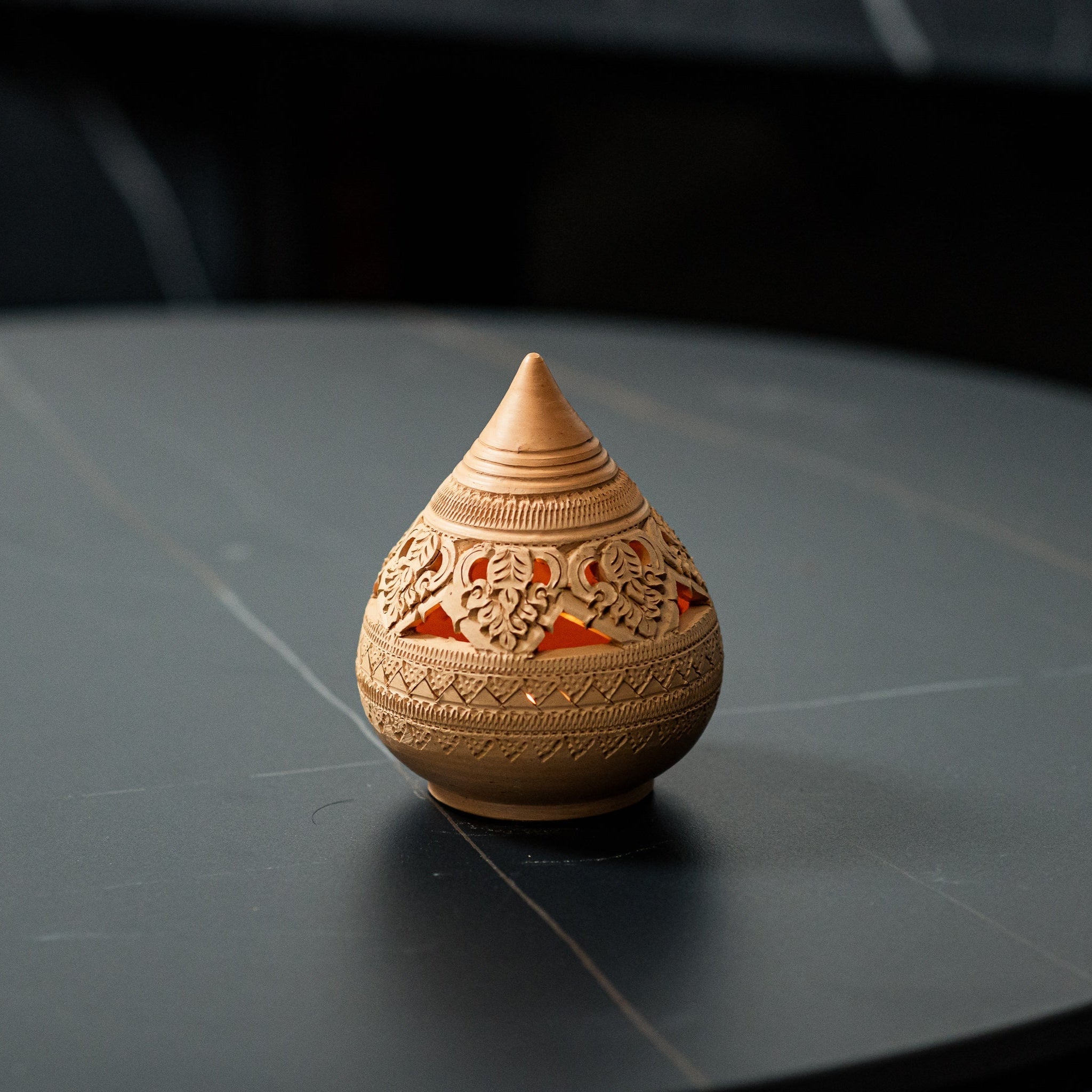 Teardrop Tealight Holder, Burnt Orange