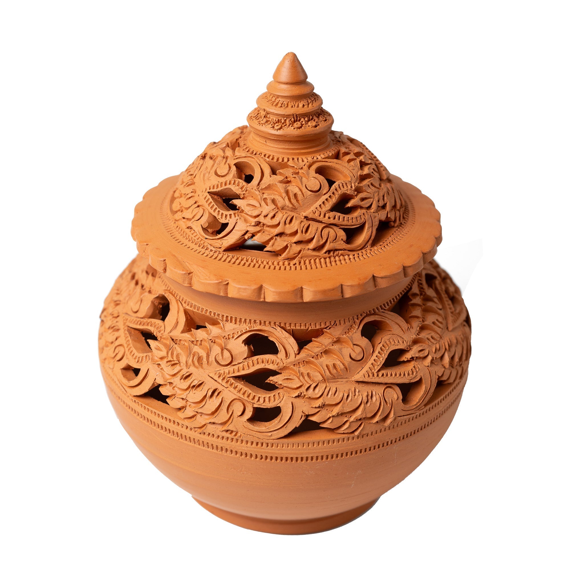 Burnt Orange Tealight Holder with Plate
