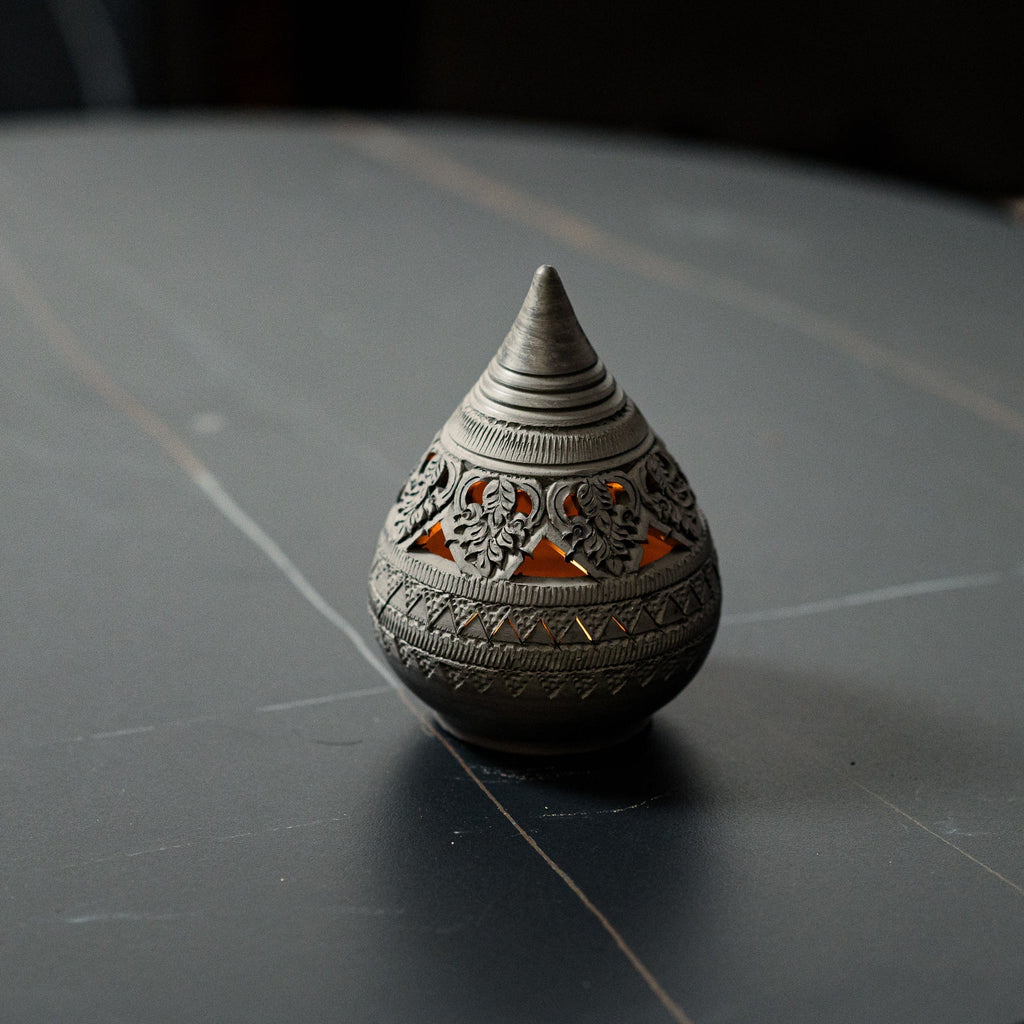 Teardrop Tealight Holder, Charcoal