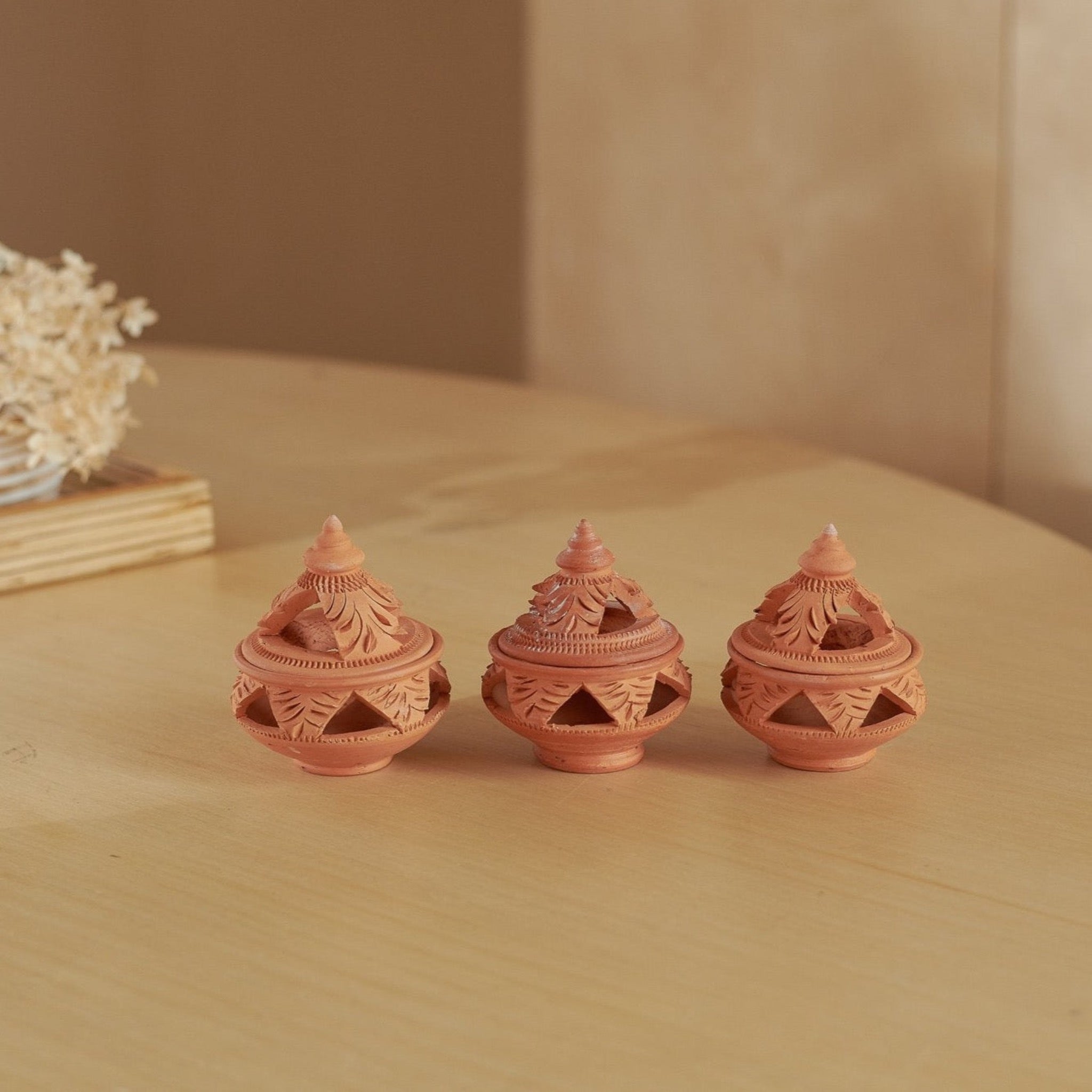 Mini Ceramic Tealight Holders, Set of 3