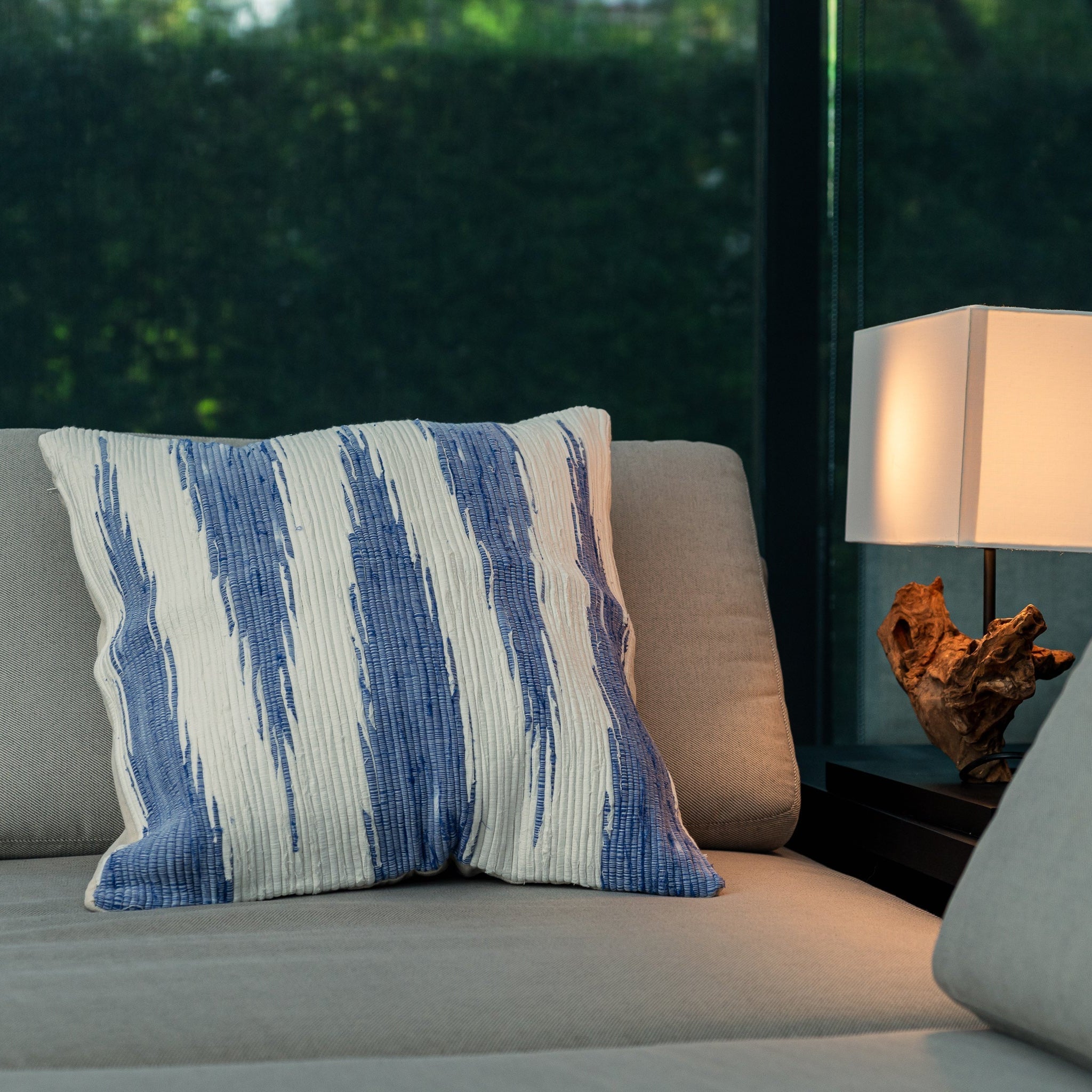 Wash Weave Cushion Cover, Indigo, 45x45cm