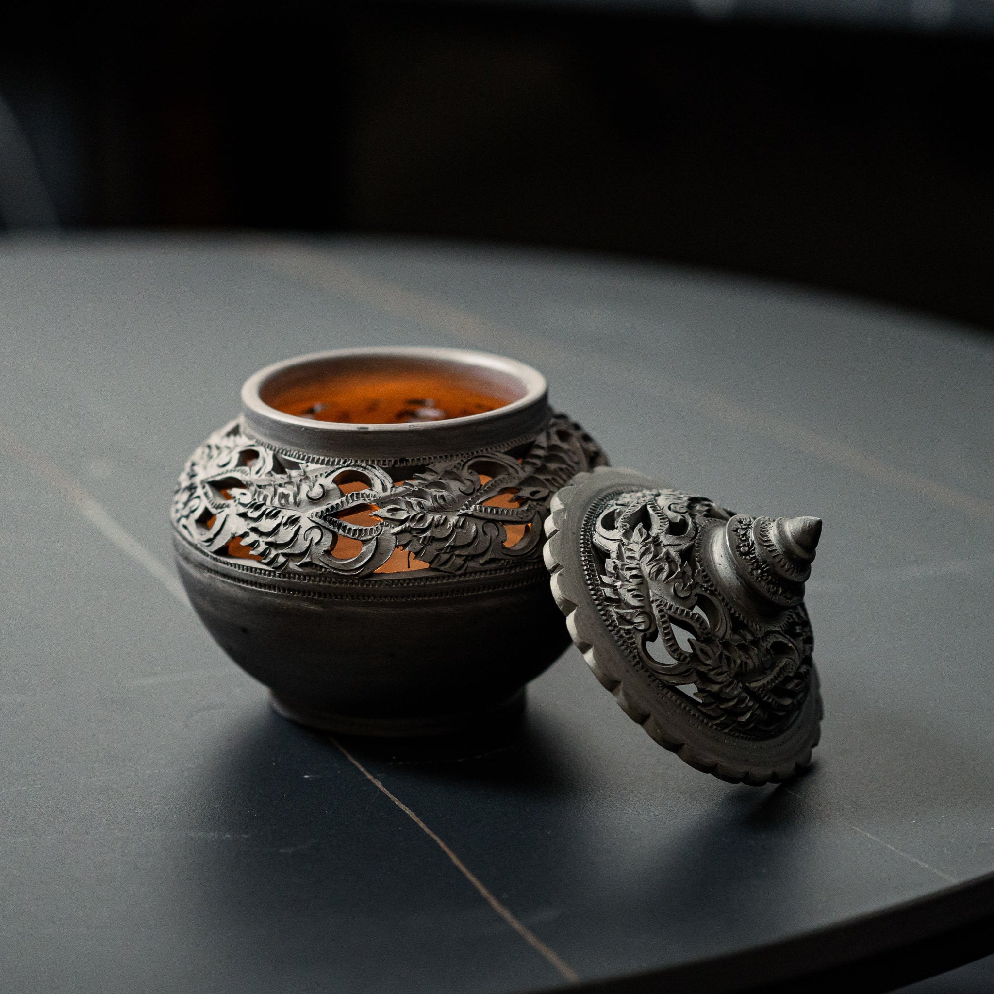 Charcoal Tealight Holder with Plate