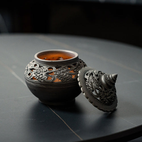 Charcoal Tealight Holder with Plate