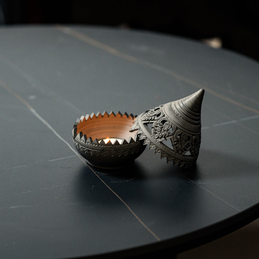 Teardrop Tealight Holder, Charcoal