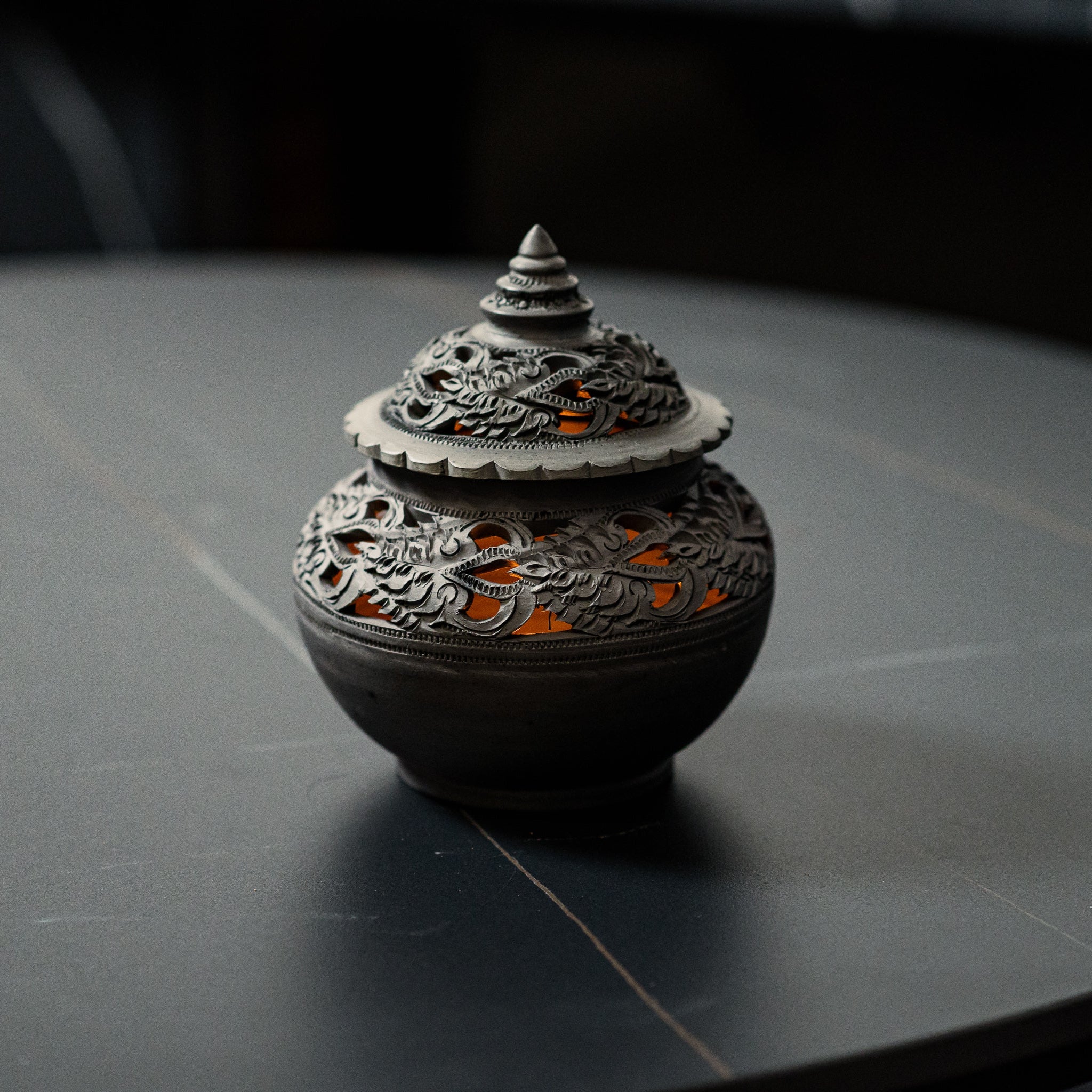 Charcoal Tealight Holder with Plate