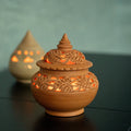 Burnt Orange Tealight Holder with Plate